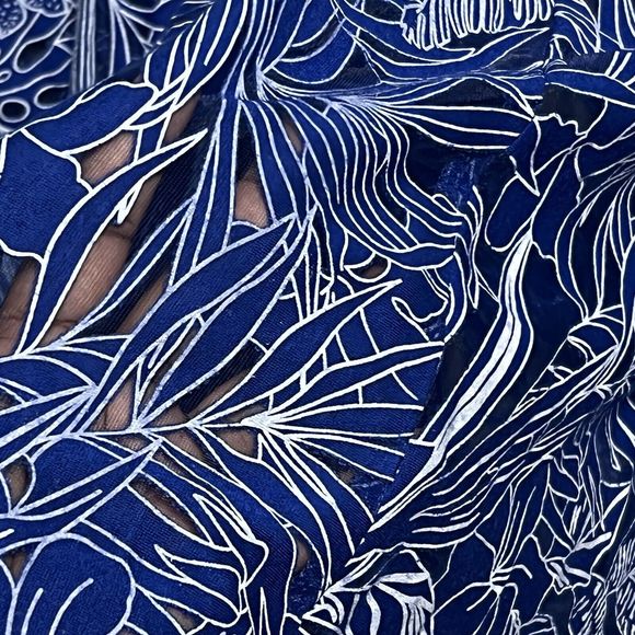 Rabbit Rabbit Rabbit Designs Sheer Maxi Dress Women’s 8 Blue Long Floral Lined - Picture 11 of 17